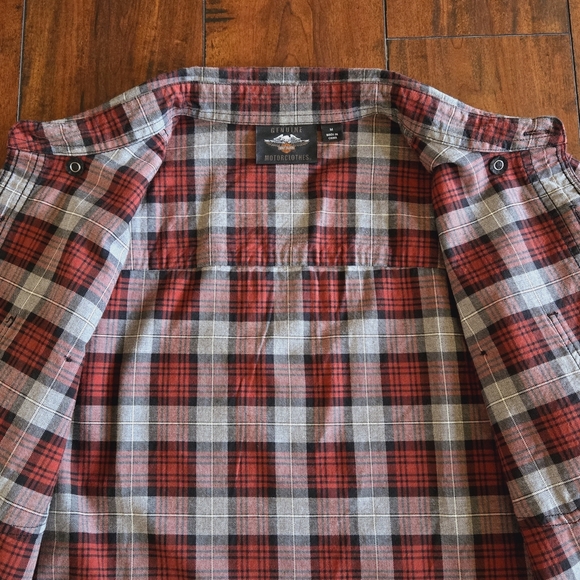 Harley Davidson Men's Shoulder Embroidered Graphic Button Front Woven Shirt Sz M - Picture 9 of 12